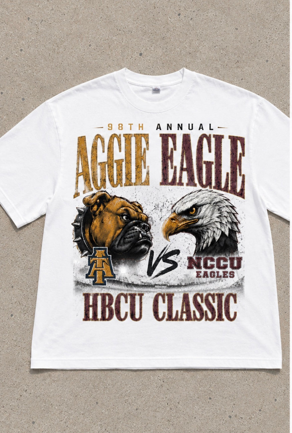 Aggie Eagle Heavyweight Overside Cropped White Tee