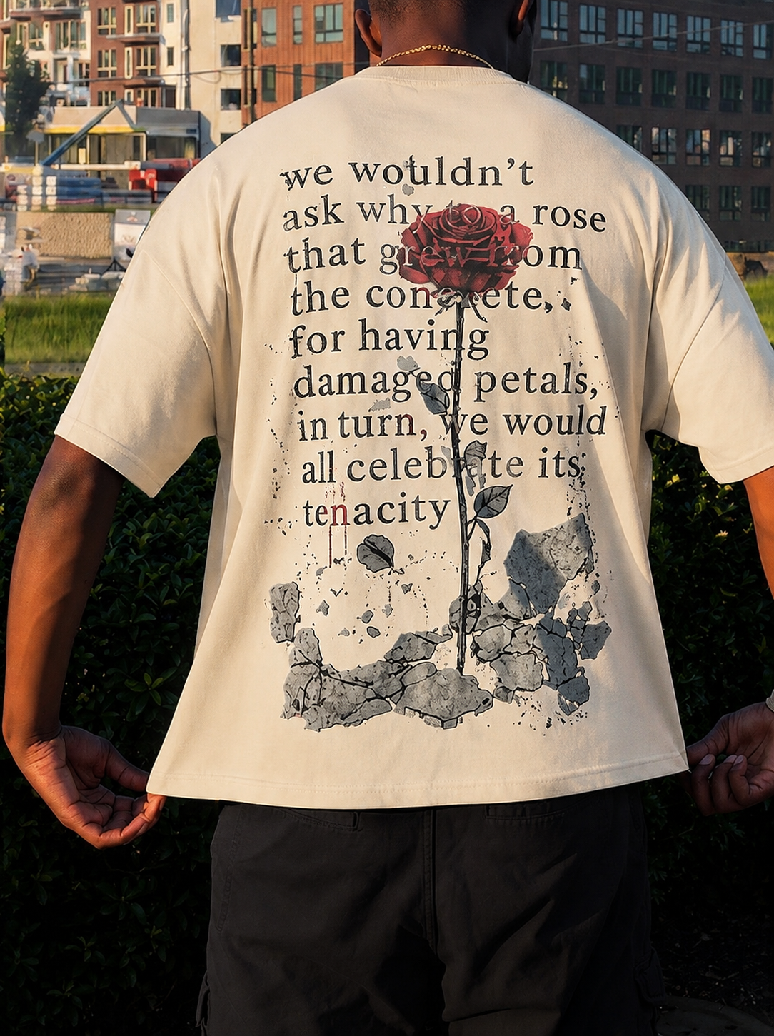 Concrete Rose Oversized Boxy Creme Tee