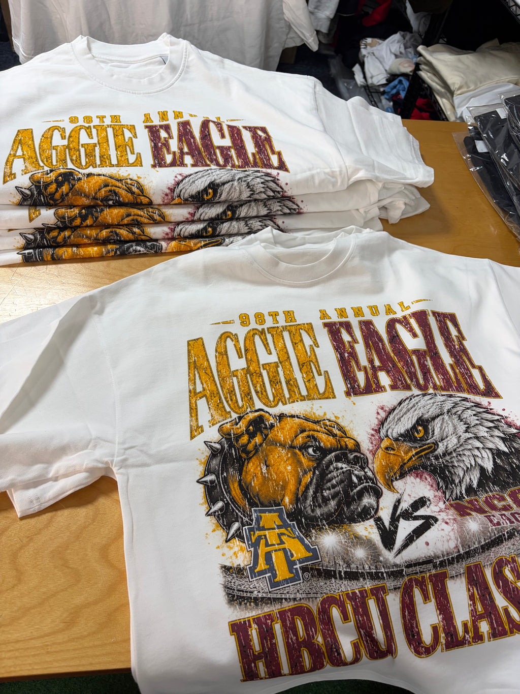 Aggie Eagle Heavyweight Overside Cropped White Tee