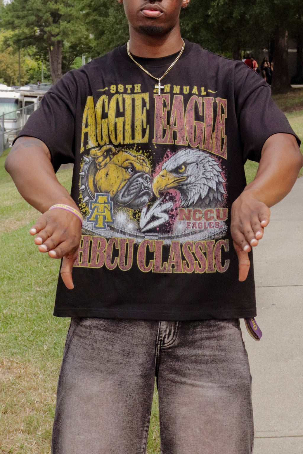 Aggie Eagle Heavyweight Oversized Cropped Black Tee